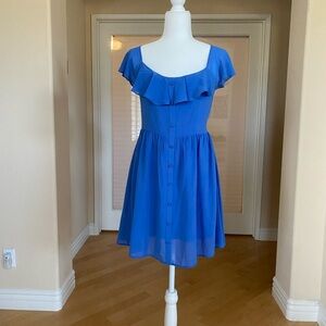 Forever 21 Chic Blue Ruffle Dress Medium
